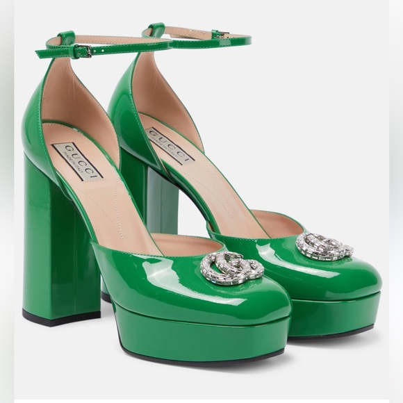 Gucci Vernice Crystal Double G Platform Pumps 36.5 PRICE IS FIRM - Picture 4 of 11